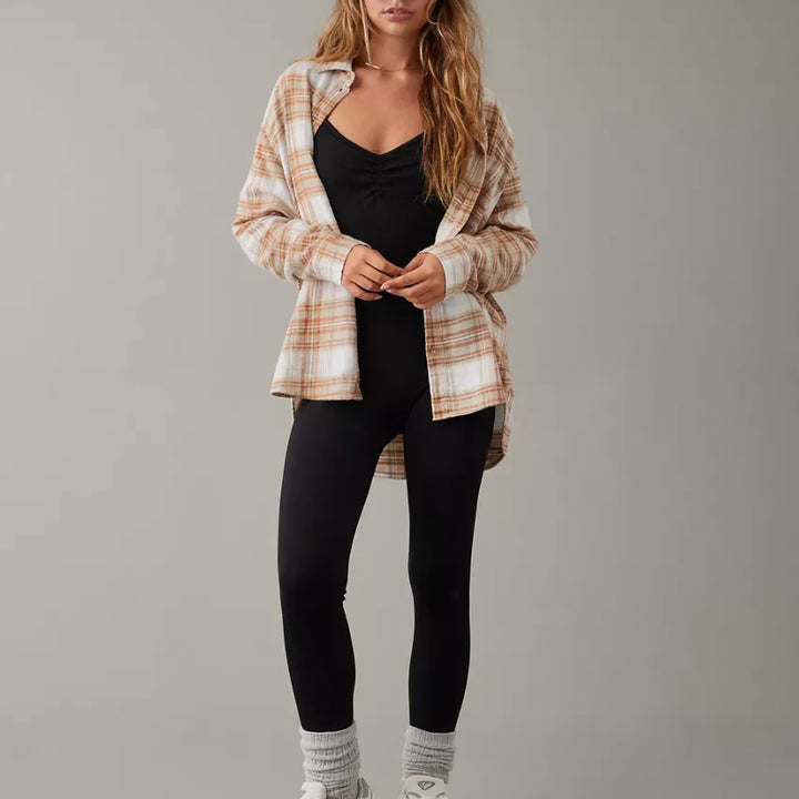 Autumn And Winter Long Sleeve Loose Plaid Shirt