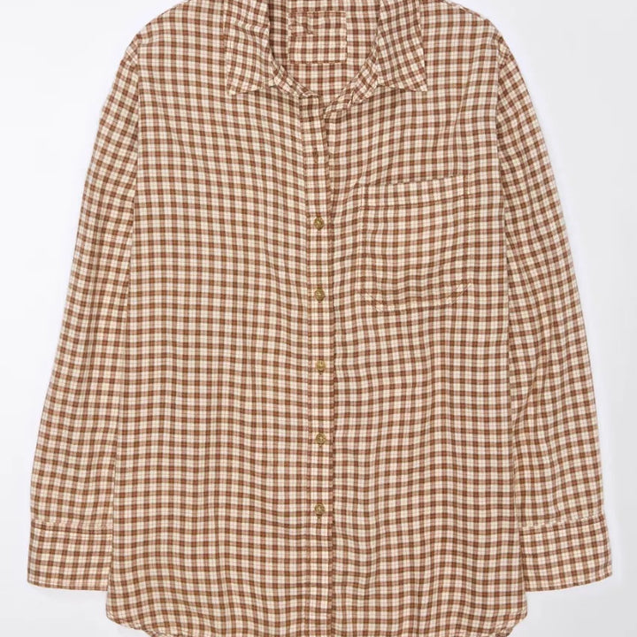 Autumn And Winter Long Sleeve Loose Plaid Shirt