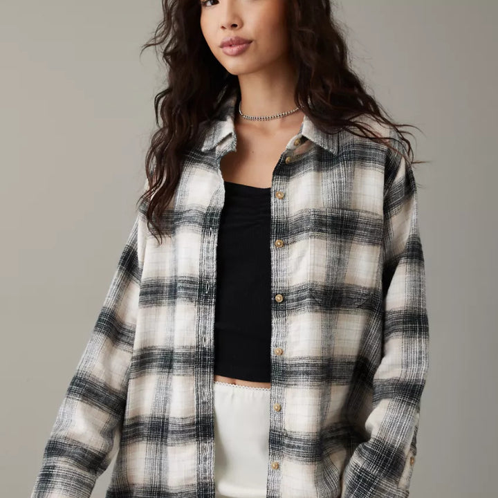 Autumn And Winter Long Sleeve Loose Plaid Shirt